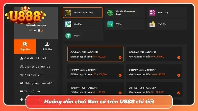 Các bước hướng dẫn chơi uy tín tại U888
