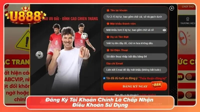 Người chơi nhấn đồng ý với mọi điều khoản của nhà cái