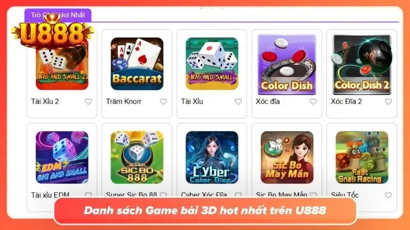 Khám phá các game nổi tiếng tại U888