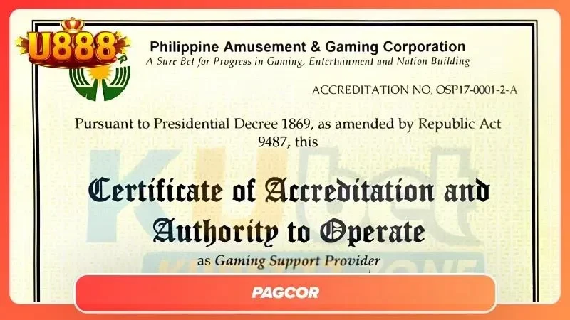 Giới thiệu U888 về giấy phép hoạt động PAGCOR cực uy tín