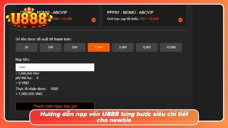 Top 5 cách nạp tiền U888 phổ biến