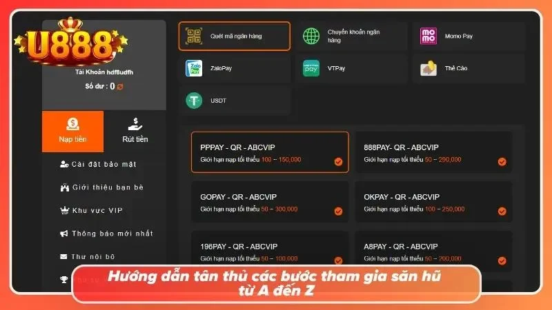 Các bước hướng dẫn tham gia uy tín tại U888