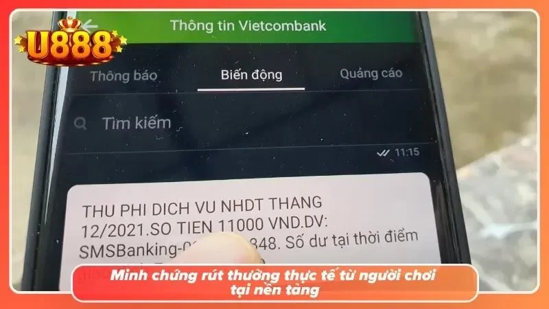 Giao dịch rút tiền U888 thành công dễ dàng tại nền tảng